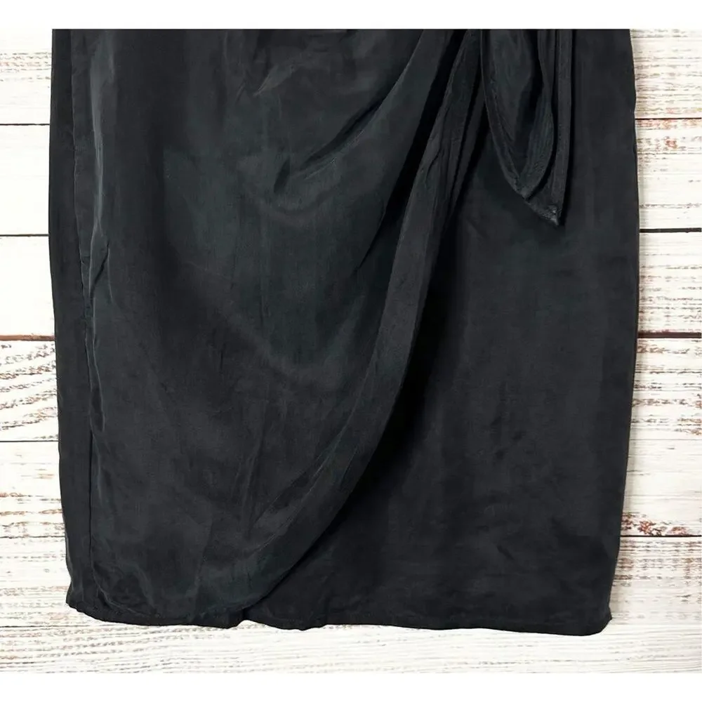J. Crew Women's Knot Side Lined Asymmetrical Hem Wrap Mini Skirt Black Size 0